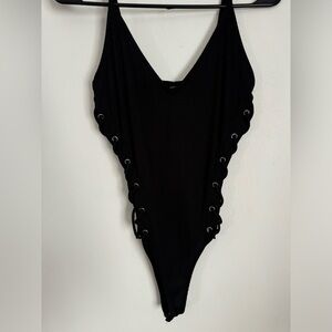 Black lace up body suit